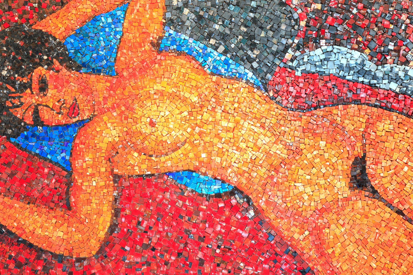 Frau, Mosaik, liegender Akt, Spilimbergo, mosaici,Friuli,Italia